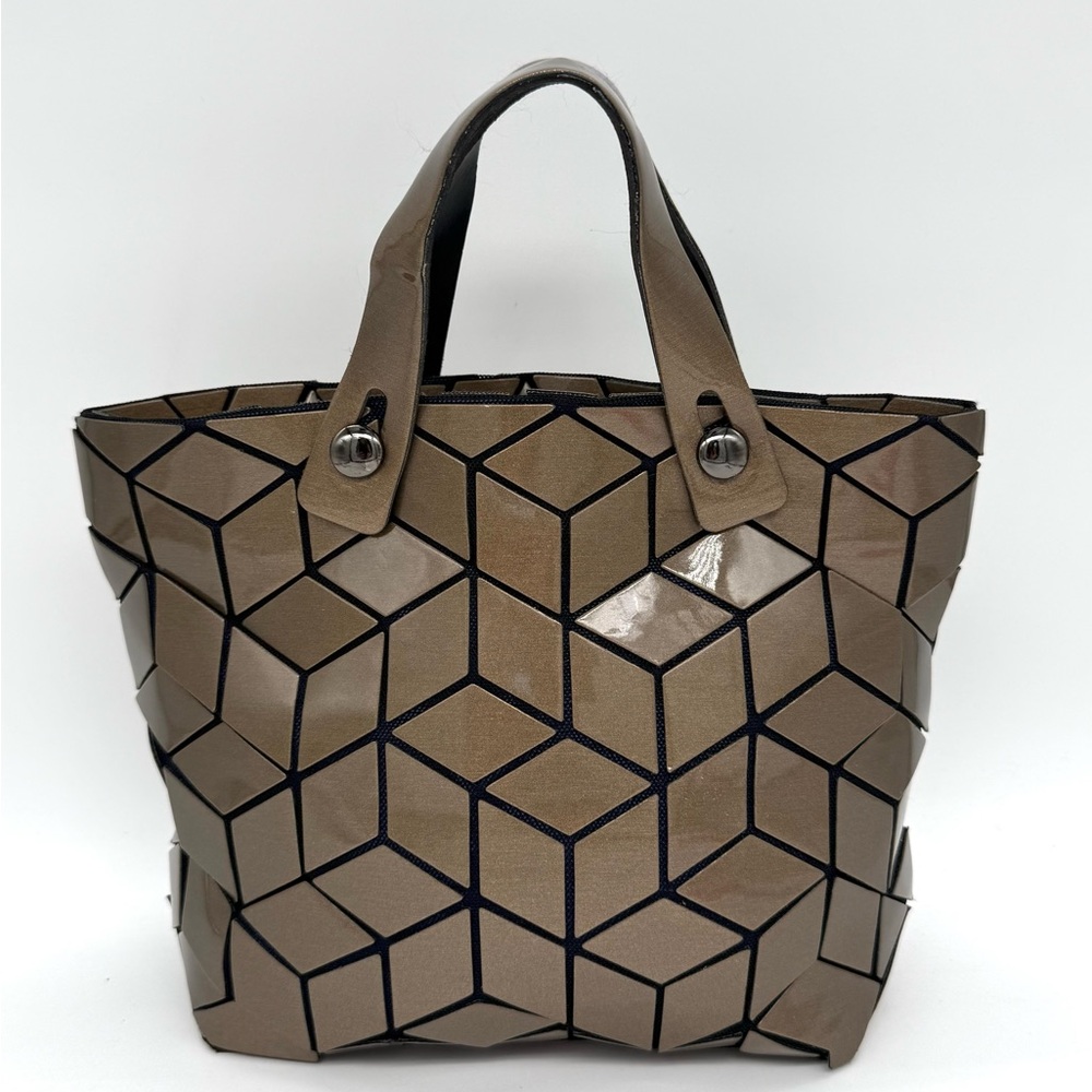 Patricia Luca Geometric Design Tote Handbag Bronze/Gold